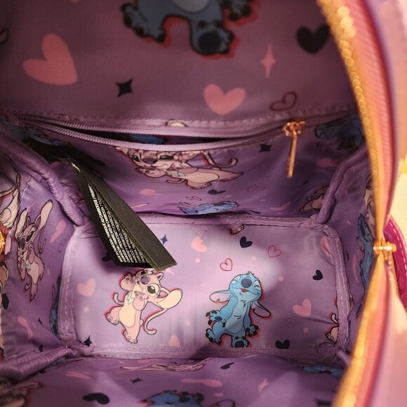 Loungefly Disney Lilo & Stitch Angel & Stitch Heart Moving Mini Backpack NEW